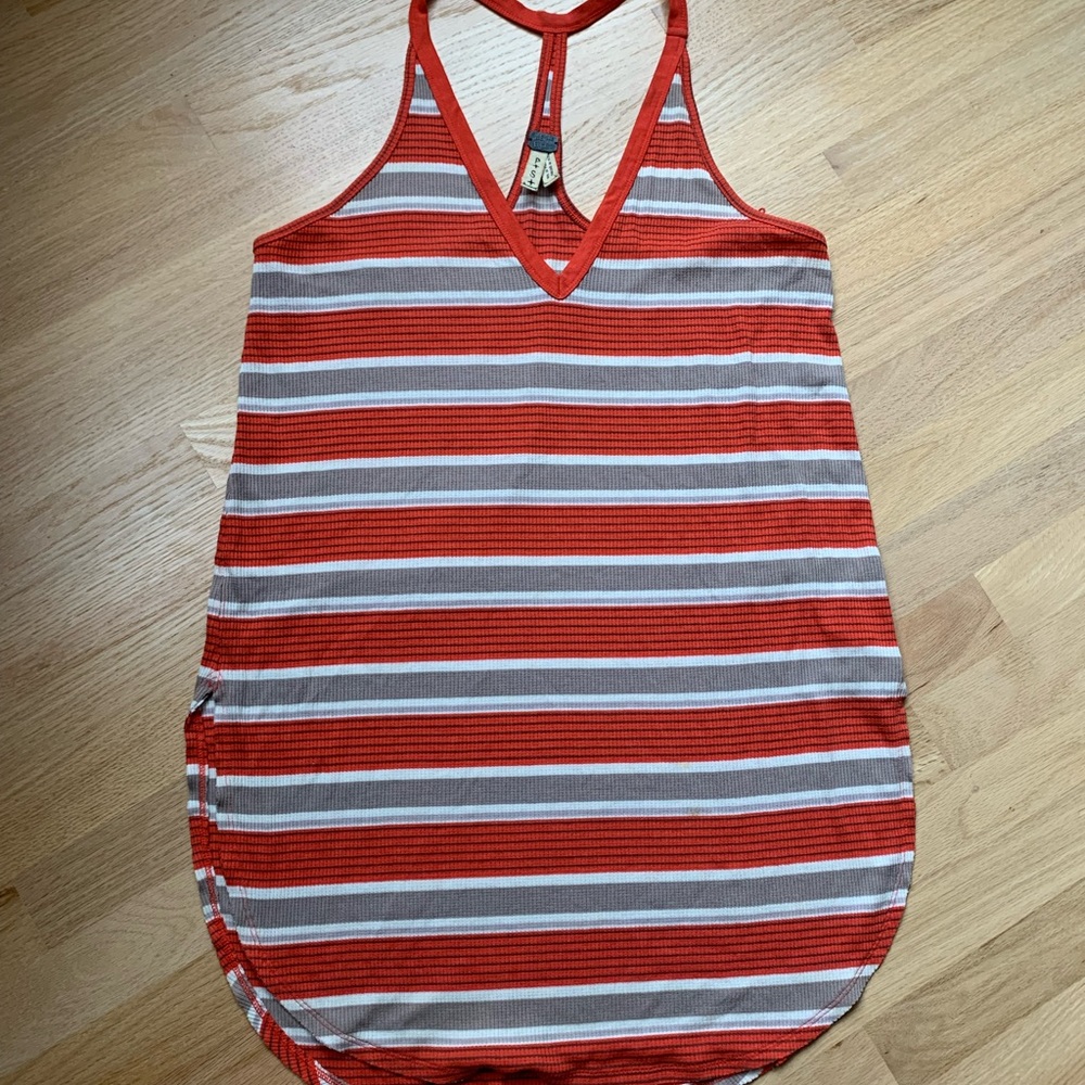 Anthropologie we the free tunic dress racer back stripped red small S